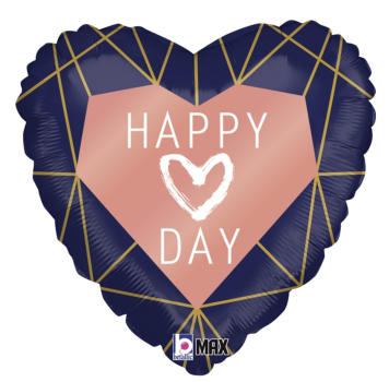 Folienballon - Happy Valentine's Day, blau - ø 46cm